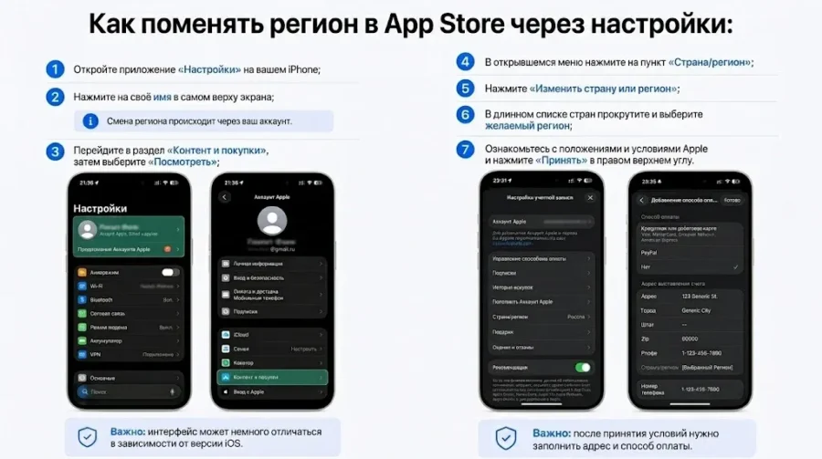 Как сменить регион Apple