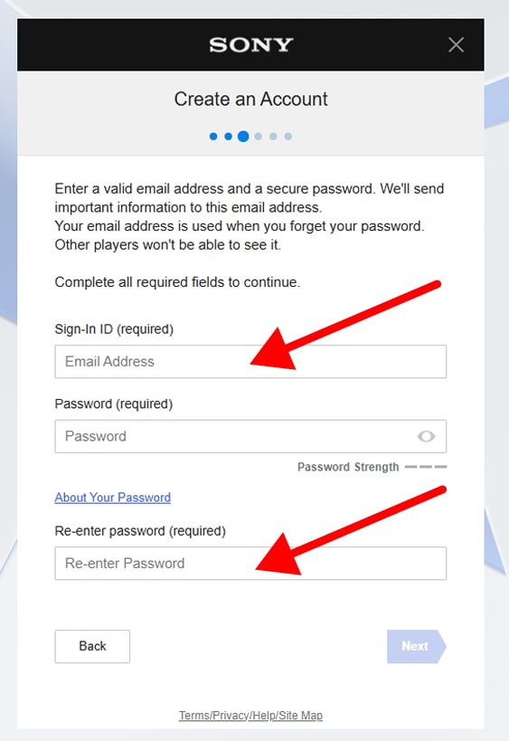 Регистрация аккаунта PSN через браузер