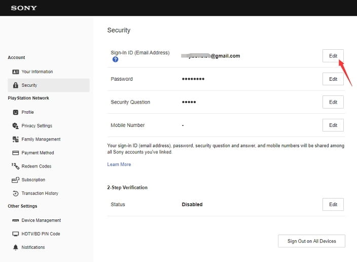 Как поменять почту в PSN через сайт 