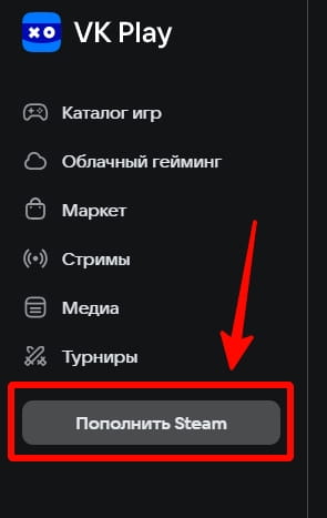 Инструкция по пополнению Steam через VK Play шаг 2