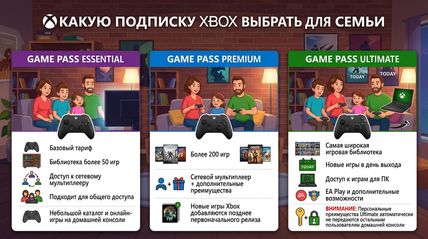 Какую подписку Xbox выбрать для семьи