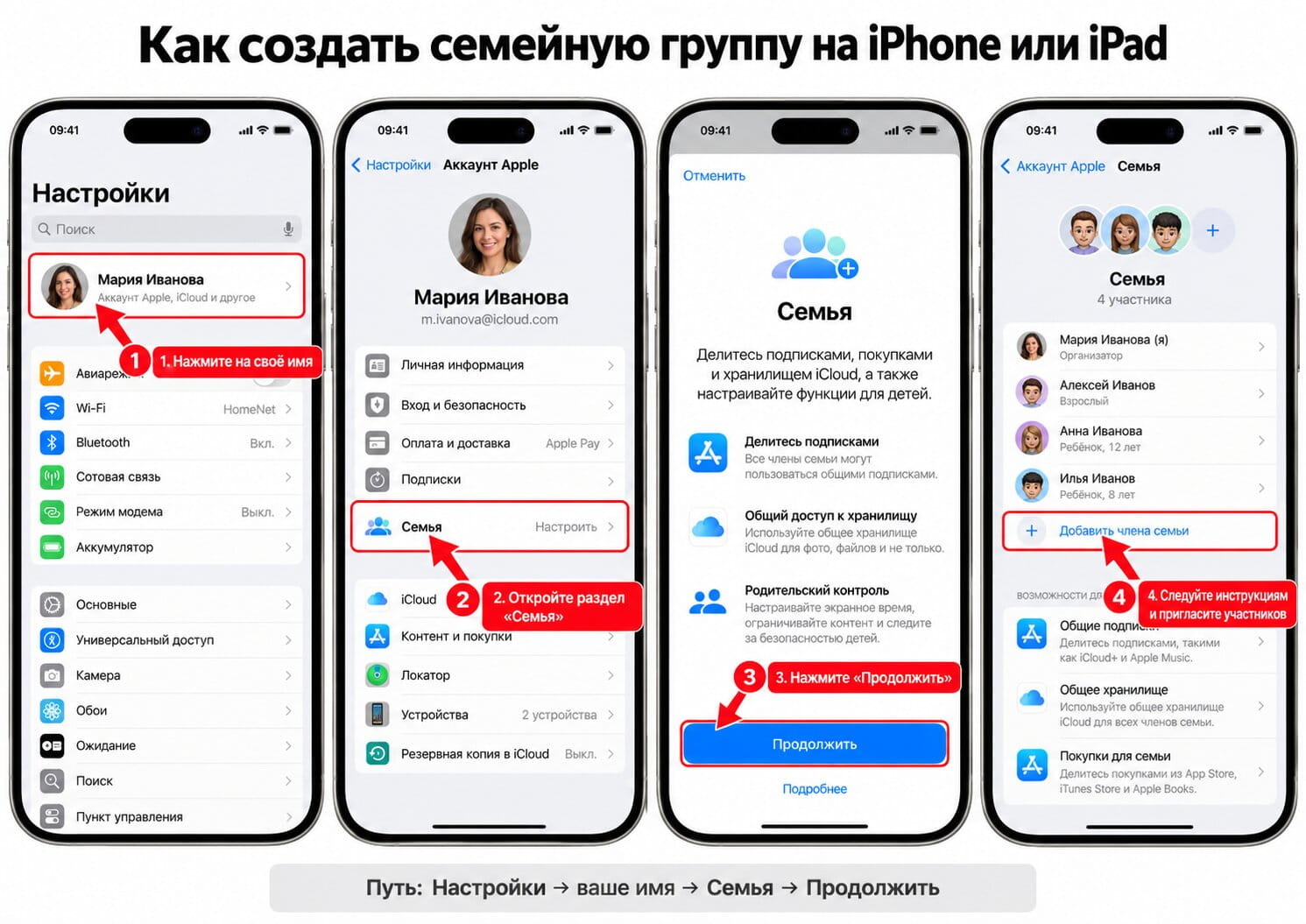 Как создать семейную группу на iPhone, iPad и Mac