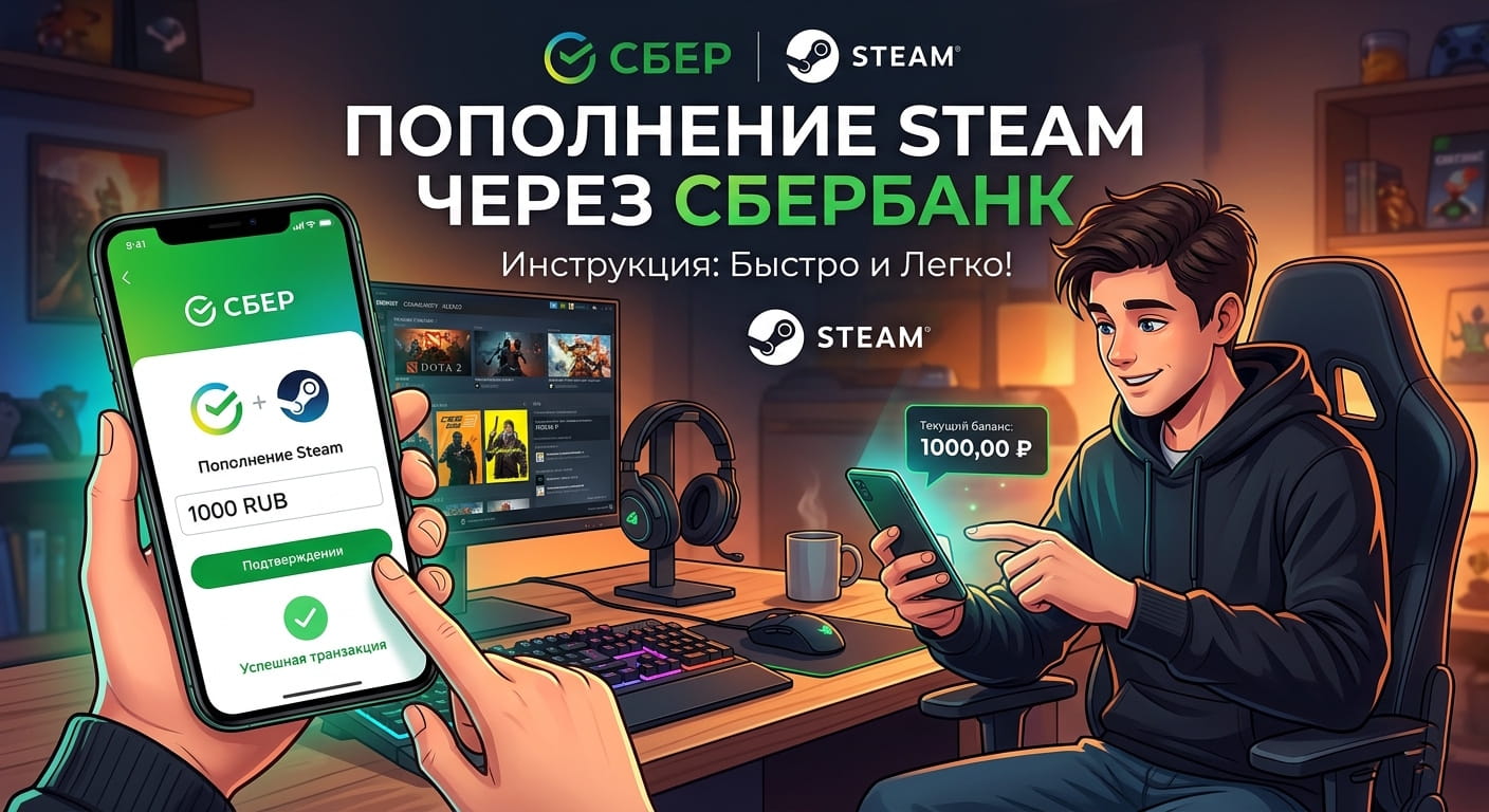 Пополнение Steam через Сбербанк в 2026 году: все способы, комиссии и возможные проблемы