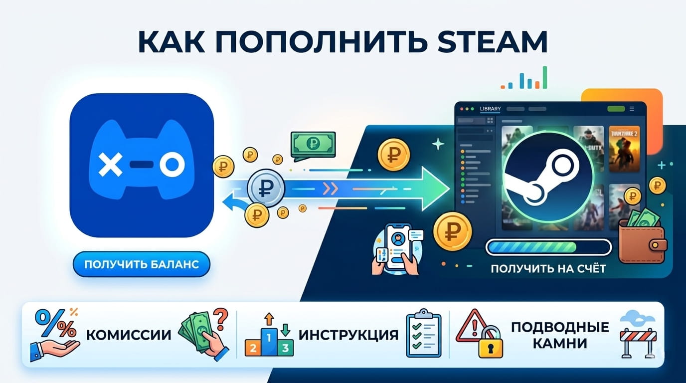 Как пополнить Steam через VK Play в 2026 году: подробная инструкция, комиссии и подводные камни
