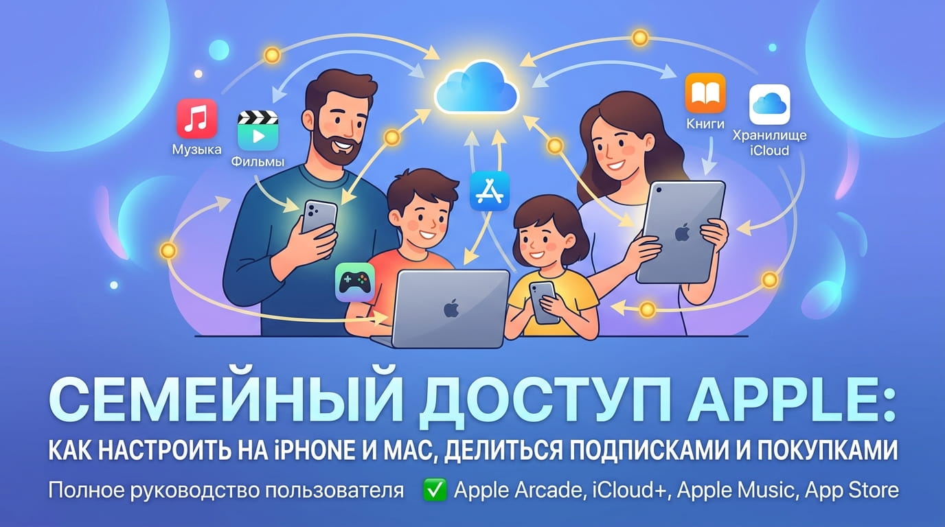 Семейный доступ Apple: как настроить на iPhone и Mac, делиться подписками и покупками